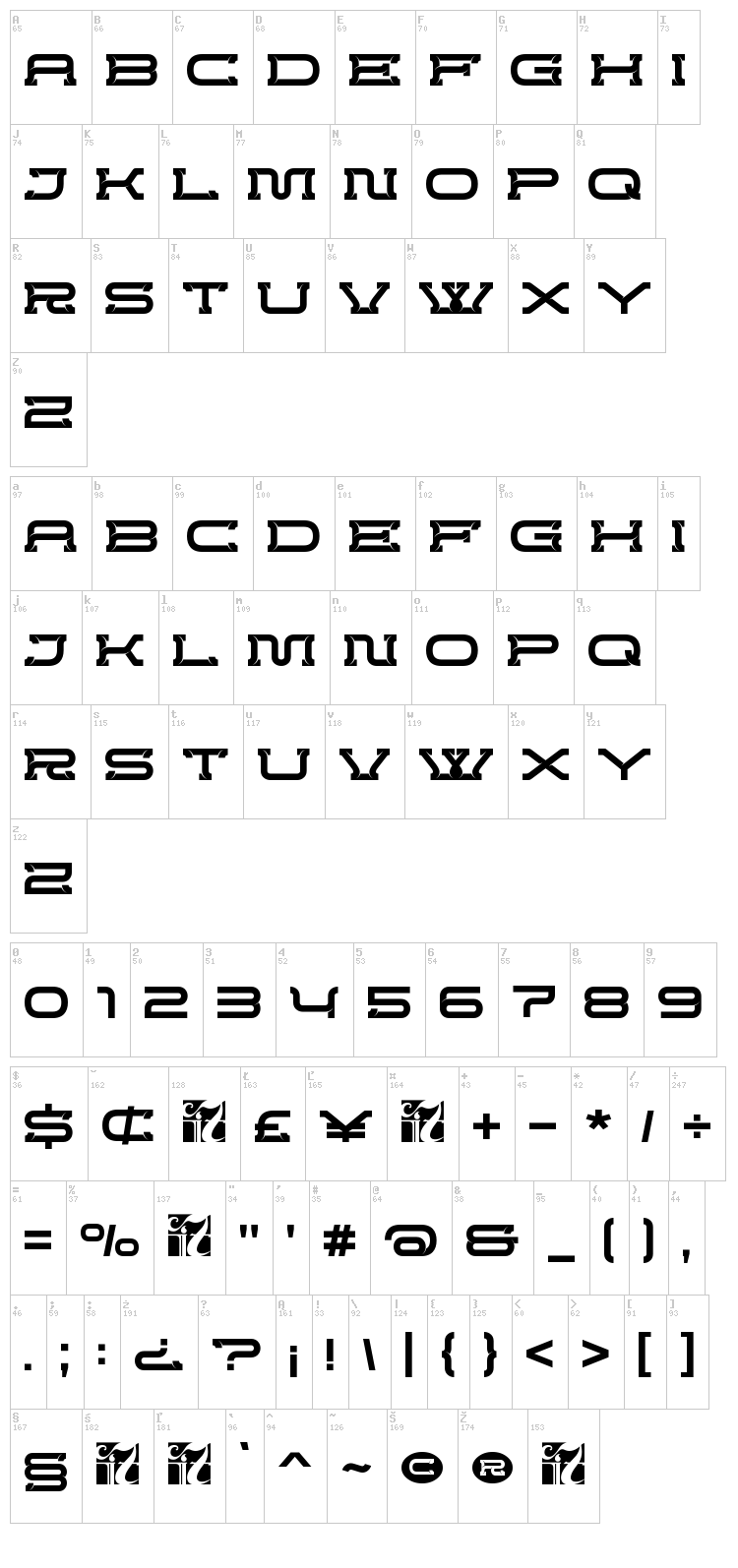 Creword font map